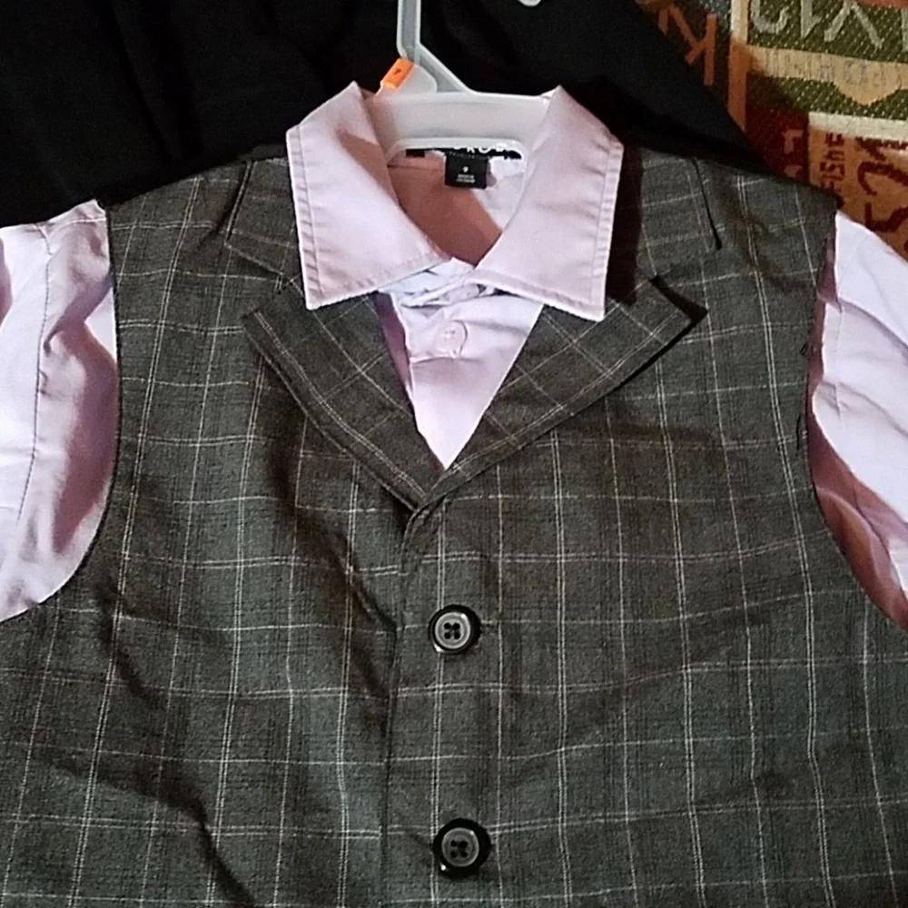George 3 Piece Set Vest Pants Button Down Shirt
